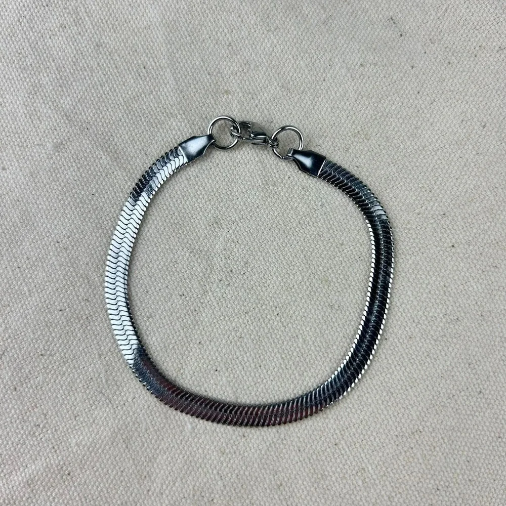 Vintage style stainless steel silver chain bracelet cyber grunge punk 7mm